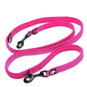 Pet Dog Multi-functional Hand Holding Rope Double-headed Outdoor Chain Crossbody Polyester Reflective (Option: Rose Red-S)