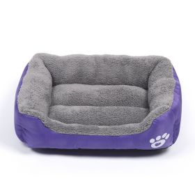 Pet Cushion Mat Square Four Seasons Universal Winter Fleece-lined Warm Dogs And Cats (Option: Purple-S)