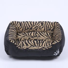 Pet Cushion Mat Square Four Seasons Universal Winter Fleece-lined Warm Dogs And Cats (Option: Tiger Pattern-S)