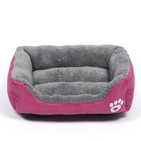 Pet Cushion Mat Square Four Seasons Universal Winter Fleece-lined Warm Dogs And Cats (Option: Rose Red-S)