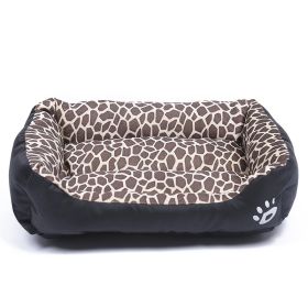 Pet Cushion Mat Square Four Seasons Universal Winter Fleece-lined Warm Dogs And Cats (Option: Leopard Print-M)