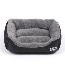 Pet Cushion Mat Square Four Seasons Universal Winter Fleece-lined Warm Dogs And Cats (Option: Black-M)