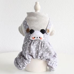 Lesser Panda Star Grid Pet Dog Clothes (Option: Gray-M)