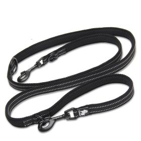 Pet Dog Multi-functional Hand Holding Rope Double-headed Outdoor Chain Crossbody Polyester Reflective (Option: Black-L)