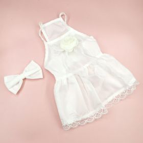 Spring And Summer Dog Clothes Cat Clothing Pet Cotton Floral Slip Dress Mesh Skirt Dress (Option: Classic Style White Dress-XL)